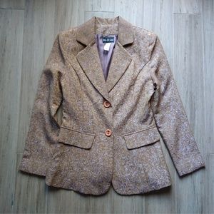 Connie's Moon Light Two-tone Floral Bronze-Gold & Purple Blazer S Small EUC